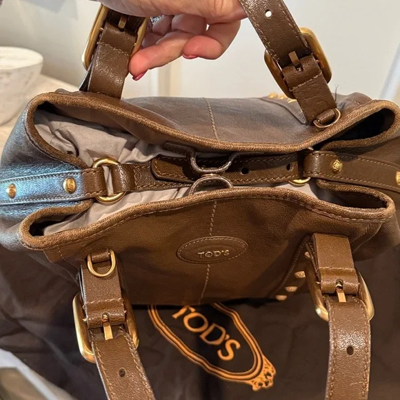 Tod's G-Bag Sacca Grande Brown Leather Tote Shoulder Bag with Dustbag - Picture 9 of 13